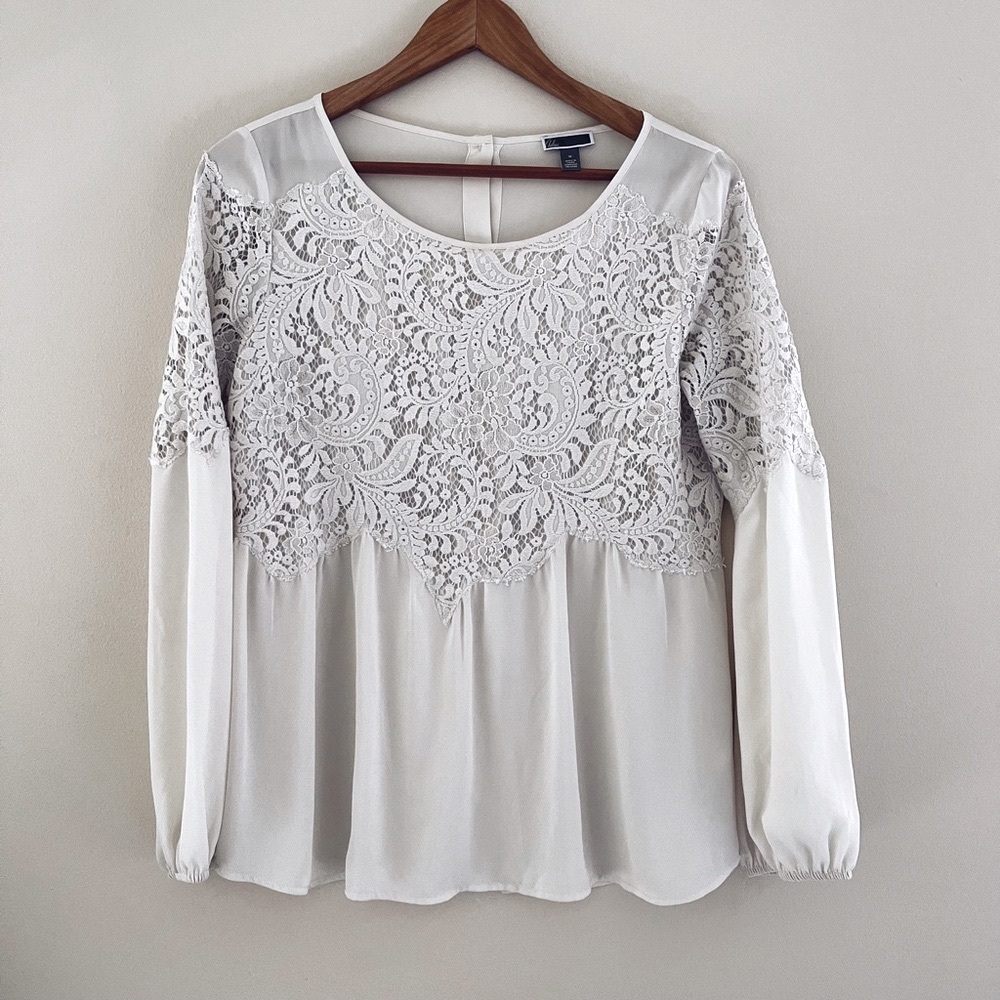 ❤️Lace Button Back Long Sleeve Blouse